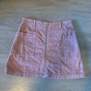 Topshop Corduroy Mini Skirt with Zipper and Pockets
